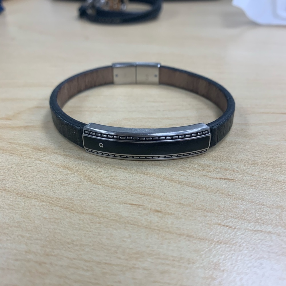 Emporio Armani Men’s stainless steel leather brace